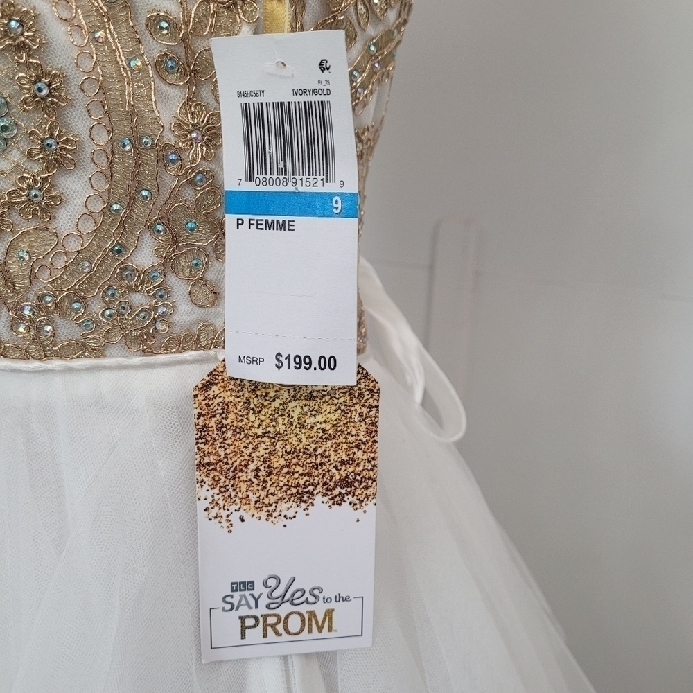 Say Yes To The Prom Juniors Embellished Strapless Gown Size 9 - Picture 9 of 12